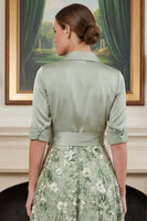 Laden Sie das Bild in den Galerie-Viewer, Bedrucktes Salbeigrünes A-Linie Mutter der Braut Kleid mit Schleife