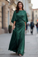 Laden Sie das Bild in den Galerie-Viewer, Burgunder Chiffon Meerjungfrau Gerafftes Mutter der Braut Kleid mit Ärmel
