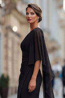 Laden Sie das Bild in den Galerie-Viewer, Salbeigrünes Einschulter Chiffon Meerjungfrau Mutter der Braut Kleid mit Ärmeln