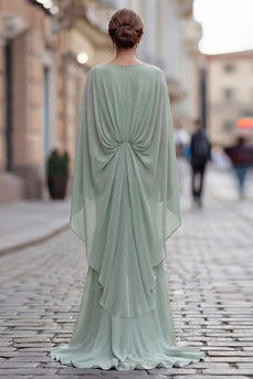 Salbeigrünes Chiffon Rüschen Meerjungfrau Mutter der Braut Kleid mit Ärmel