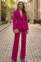 Laden Sie das Bild in den Galerie-Viewer, Fuchsia Peak Revers Zweiteilige Slim Fit Damen Businessanzüge