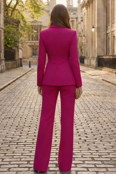 Fuchsia Peak Revers Zweiteilige Slim Fit Damen Businessanzüge