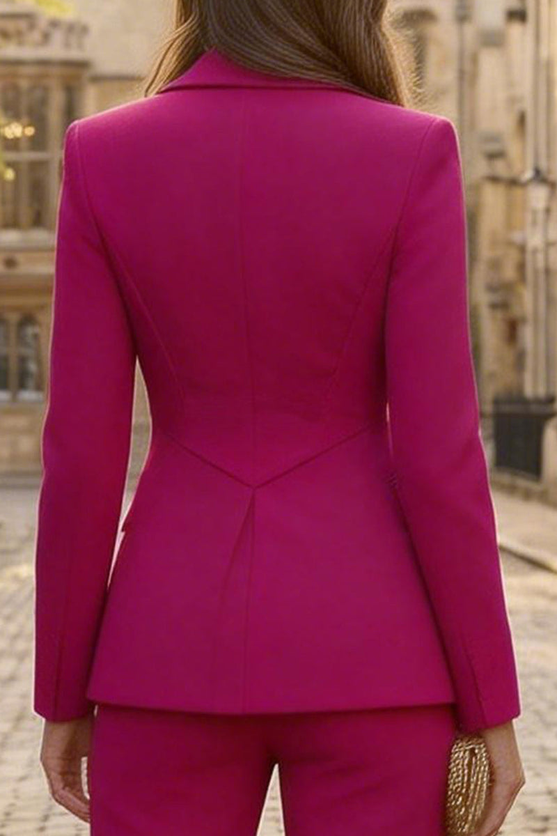Laden Sie das Bild in den Galerie-Viewer, Fuchsia Peak Revers Zweiteilige Slim Fit Damen Businessanzüge