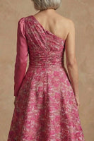 Laden Sie das Bild in den Galerie-Viewer, Ein Schulter Fuchsia Blumen A-Linie Langes Mutter der Braut Kleid