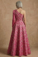 Laden Sie das Bild in den Galerie-Viewer, Ein Schulter Fuchsia Blumen A-Linie Langes Mutter der Braut Kleid