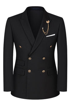 2-teilige Schwarze Spitzrevers Doppelreihige Herrenanzüge