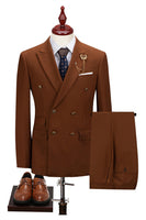 Laden Sie das Bild in den Galerie-Viewer, 2-teilige Schwarze Spitzrevers Doppelreihige Herrenanzüge