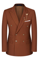 Laden Sie das Bild in den Galerie-Viewer, 2-teilige Schwarze Spitzrevers Doppelreihige Herrenanzüge