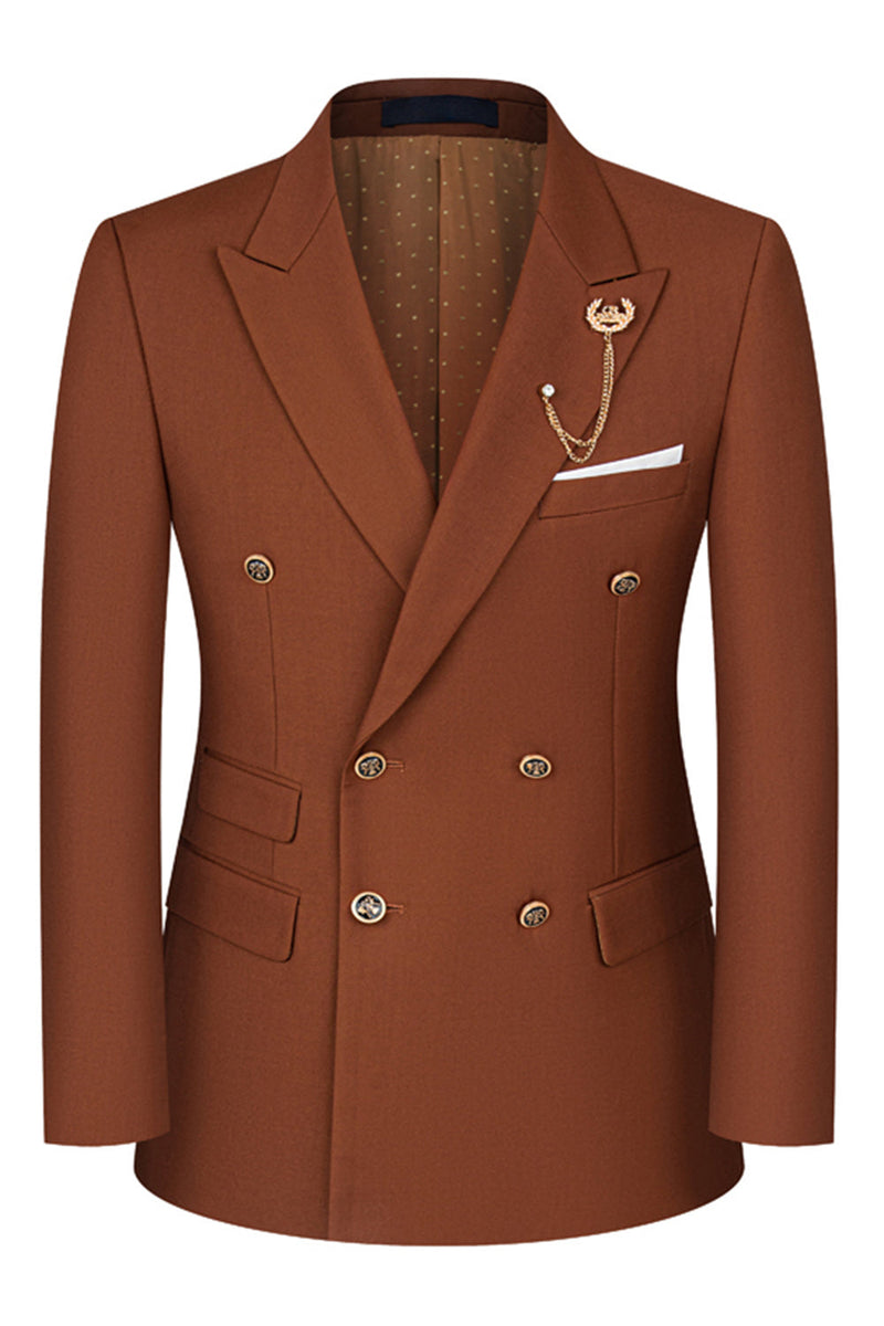 Laden Sie das Bild in den Galerie-Viewer, 2-teilige Schwarze Spitzrevers Doppelreihige Herrenanzüge