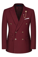 Laden Sie das Bild in den Galerie-Viewer, 2-teilige Schwarze Spitzrevers Doppelreihige Herrenanzüge