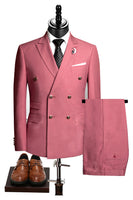 Laden Sie das Bild in den Galerie-Viewer, 2-teilige Schwarze Spitzrevers Doppelreihige Herrenanzüge