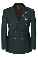 Laden Sie das Bild in den Galerie-Viewer, 2-teilige Schwarze Spitzrevers Doppelreihige Herrenanzüge