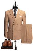 Laden Sie das Bild in den Galerie-Viewer, 2-teilige Schwarze Spitzrevers Doppelreihige Herrenanzüge