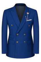 Laden Sie das Bild in den Galerie-Viewer, 2-teilige Schwarze Spitzrevers Doppelreihige Herrenanzüge