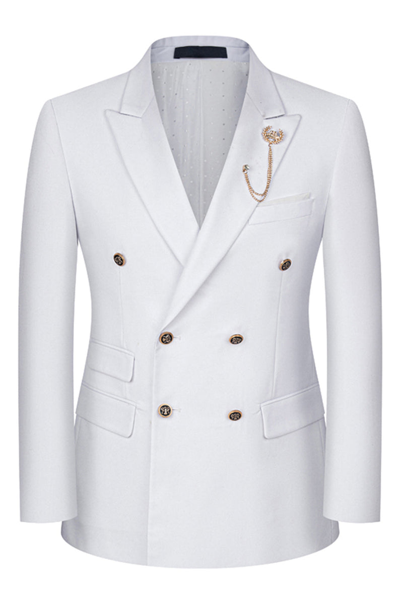 Laden Sie das Bild in den Galerie-Viewer, 2-teilige Schwarze Spitzrevers Doppelreihige Herrenanzüge