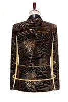 Laden Sie das Bild in den Galerie-Viewer, Glitzerndes Goldenes Ein-Knopf Revers Herrenabschlussball Blazer