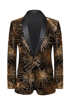 Glitzerndes Goldenes Ein-Knopf Revers Herrenabschlussball Blazer