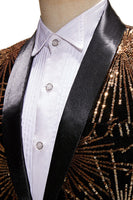Laden Sie das Bild in den Galerie-Viewer, Glitzerndes Goldenes Ein-Knopf Revers Herrenabschlussball Blazer