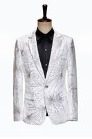 Laden Sie das Bild in den Galerie-Viewer, Glitzerndes Goldenes Ein-Knopf Revers Herrenabschlussball Blazer