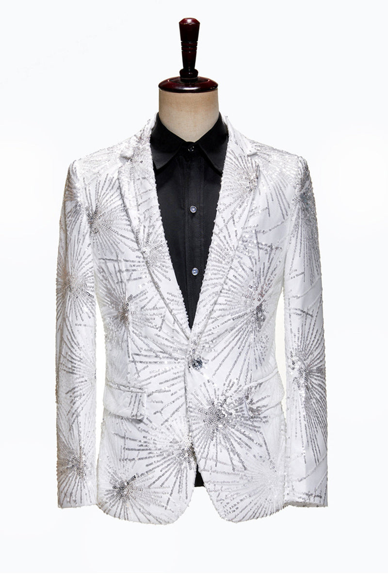 Laden Sie das Bild in den Galerie-Viewer, Glitzerndes Goldenes Ein-Knopf Revers Herrenabschlussball Blazer