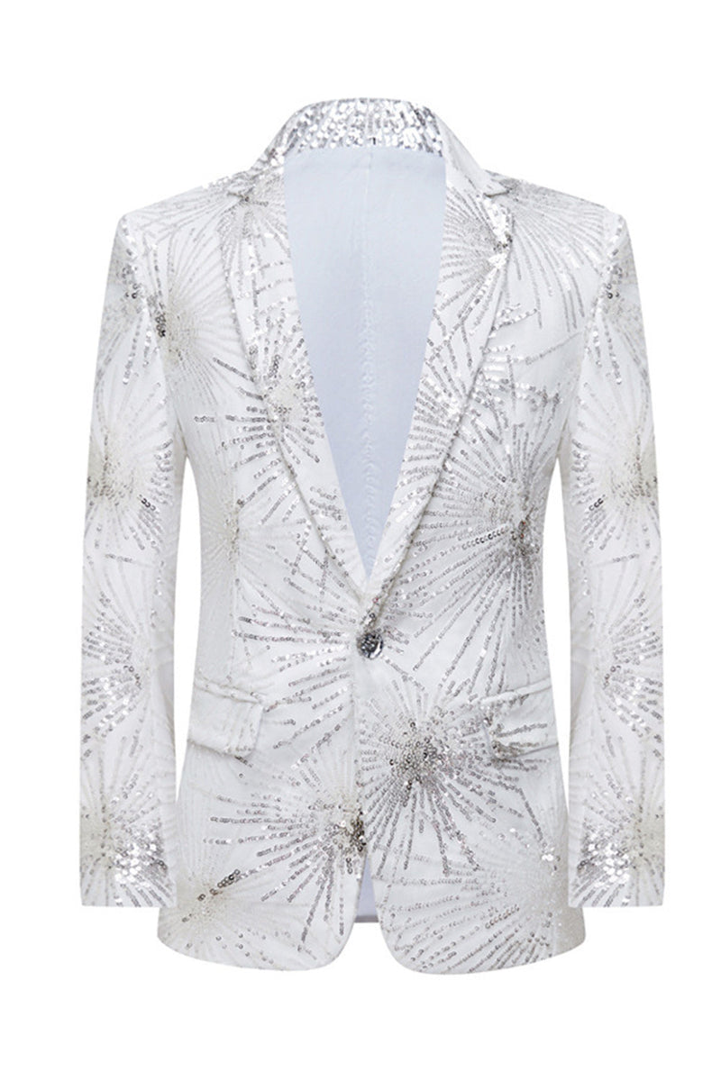 Laden Sie das Bild in den Galerie-Viewer, Glitzerndes Goldenes Ein-Knopf Revers Herrenabschlussball Blazer