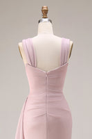 Laden Sie das Bild in den Galerie-Viewer, Rosa Meerjungfrauen Plissiertes Satin Langes Ballkleid