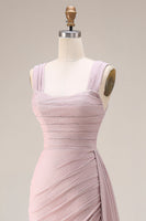 Laden Sie das Bild in den Galerie-Viewer, Rosa Meerjungfrauen Plissiertes Satin Langes Ballkleid