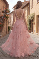 Laden Sie das Bild in den Galerie-Viewer, Gelbes A-Linie Quadrathals Langes Ballkleid mit Stickerei