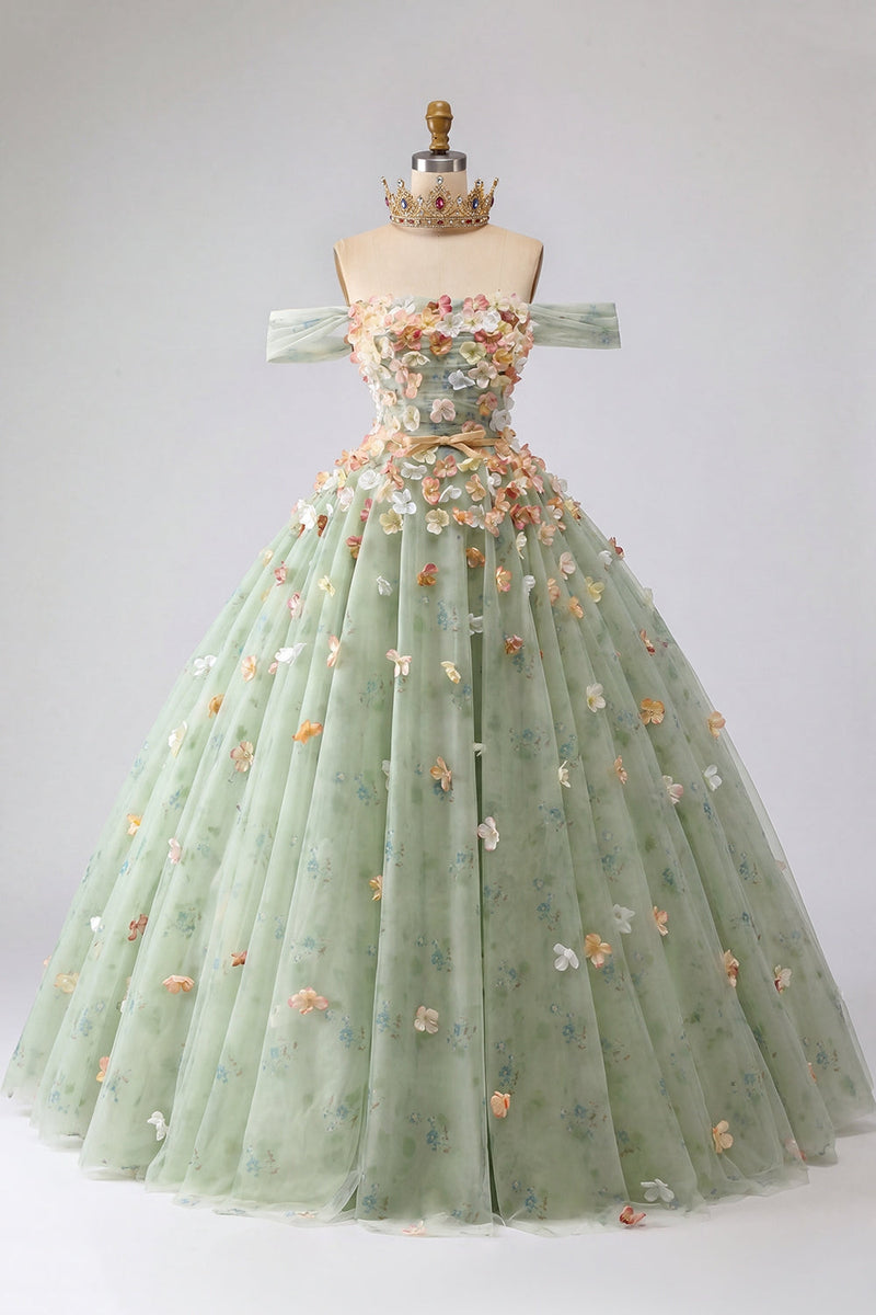 Laden Sie das Bild in den Galerie-Viewer, Ballkleid Champagner Schulterfreies Prinzessin Quinceanera-Kleid