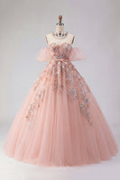 Laden Sie das Bild in den Galerie-Viewer, Schulterfreies Applikiertes Ballgewand Blush Quinceanera-Kleid