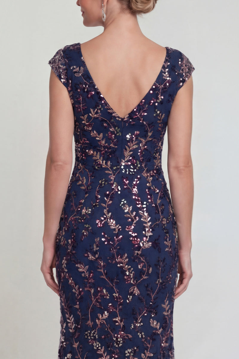 Laden Sie das Bild in den Galerie-Viewer, Glitzerndes Marineblaues Scheide Langes Mutter der Braut Kleid mit Pailletten