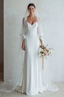 Laden Sie das Bild in den Galerie-Viewer, Elfenbein Spaghettiträger Meerjungfrauen Sweep Schleppe Hochzeitskleid mit Spitze