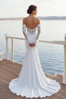 Laden Sie das Bild in den Galerie-Viewer, Elfenbein Meerjungfrau Sweetheart Chiffon Raffen Langes Hochzeitskleid