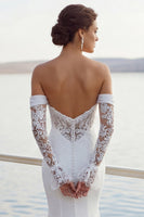 Laden Sie das Bild in den Galerie-Viewer, Elfenbein Meerjungfrau Sweetheart Chiffon Raffen Langes Hochzeitskleid
