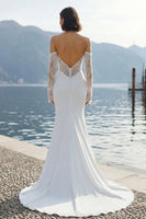 Laden Sie das Bild in den Galerie-Viewer, Elfenbein Chiffon Meerjungfrauen Spitzen Applikations Sweetheart Langes Hochzeitskleid