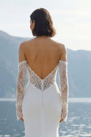 Laden Sie das Bild in den Galerie-Viewer, Elfenbein Chiffon Meerjungfrauen Spitzen Applikations Sweetheart Langes Hochzeitskleid