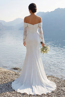 Laden Sie das Bild in den Galerie-Viewer, Elfenbein Meerjungfrau Spitzen Sweetheart Chiffon Langes Hochzeitskleid