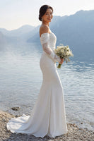 Laden Sie das Bild in den Galerie-Viewer, Elfenbein Meerjungfrau Spitzen Sweetheart Chiffon Langes Hochzeitskleid