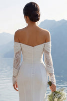 Laden Sie das Bild in den Galerie-Viewer, Elfenbein Meerjungfrau Spitzen Sweetheart Chiffon Langes Hochzeitskleid