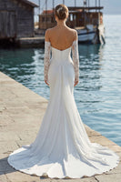 Laden Sie das Bild in den Galerie-Viewer, Elfenbein Meerjungfrauen Sweetheart Langes Spitze Hochzeitskleid mit Applikationen