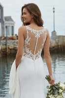 Laden Sie das Bild in den Galerie-Viewer, Elfenbeinfarbenes Meerjungfrauen-Satin-Hochzeitskleid mit Hofschleppe