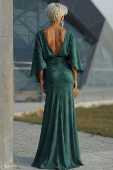 Kiefer Jacquard Scheide Gerafftes Mutter der Braut Kleid mit halbem Ärmel