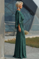 Laden Sie das Bild in den Galerie-Viewer, Kiefer Jacquard Scheide Gerafftes Mutter der Braut Kleid mit halbem Ärmel