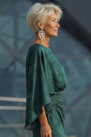 Laden Sie das Bild in den Galerie-Viewer, Kiefer Jacquard Scheide Gerafftes Mutter der Braut Kleid mit halbem Ärmel