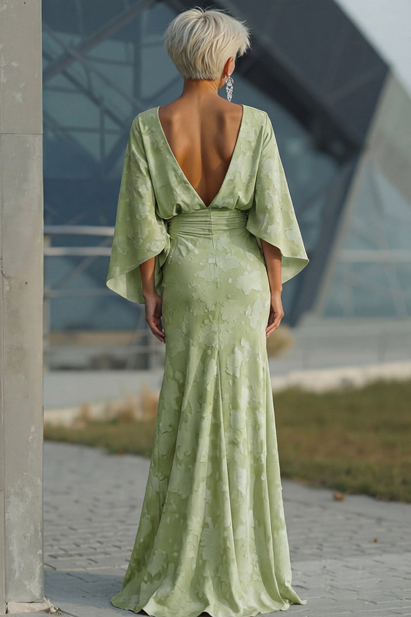 Laden Sie das Bild in den Galerie-Viewer, Salbeigrünes Blumen Scheide Mutter der Braut Kleid mit ausgestellten Ärmeln