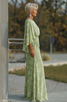 Laden Sie das Bild in den Galerie-Viewer, Salbeigrünes Blumen Scheide Mutter der Braut Kleid mit ausgestellten Ärmeln