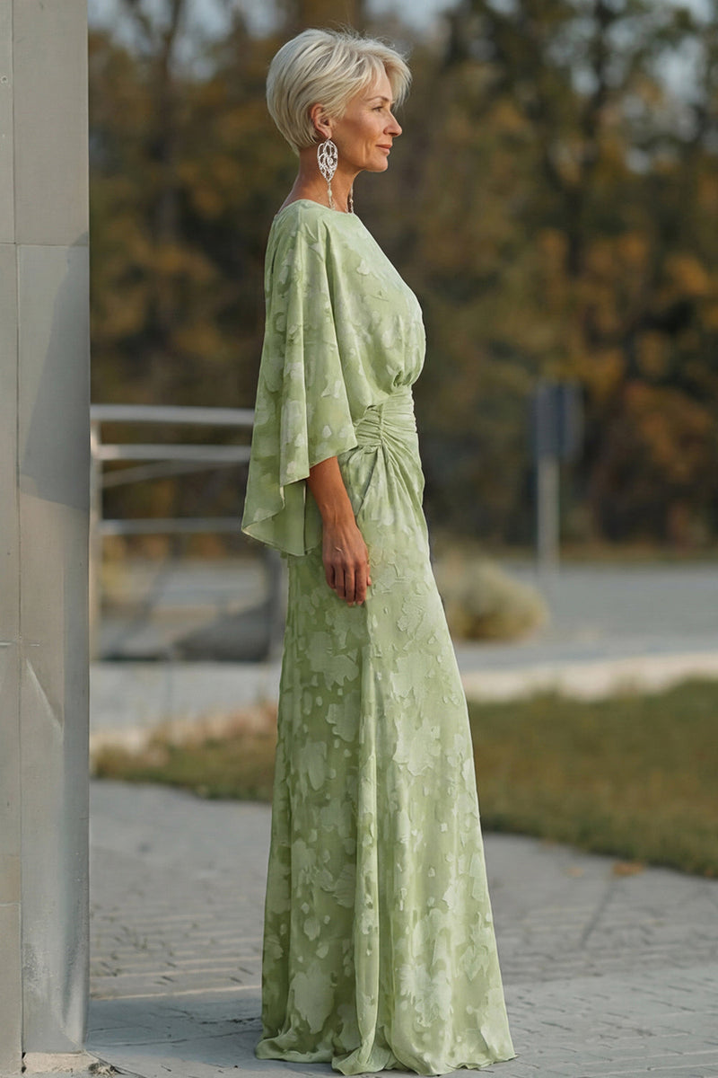 Laden Sie das Bild in den Galerie-Viewer, Salbeigrünes Blumen Scheide Mutter der Braut Kleid mit ausgestellten Ärmeln