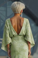 Laden Sie das Bild in den Galerie-Viewer, Salbeigrünes Blumen Scheide Mutter der Braut Kleid mit ausgestellten Ärmeln