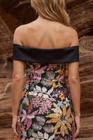 Laden Sie das Bild in den Galerie-Viewer, Glitzerndes schwarzes Off-the-shoulder Bodycon-Cocktailkleid mit Pailletten