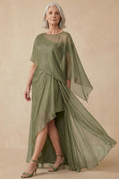 Laden Sie das Bild in den Galerie-Viewer, Dusty Sage A-Linie Asymmetrisches Mutter der Braut Kleid mit Wickel
